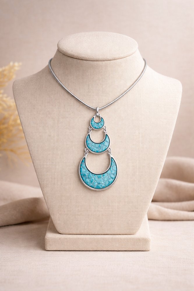 Crescent & Shine necklace, worn